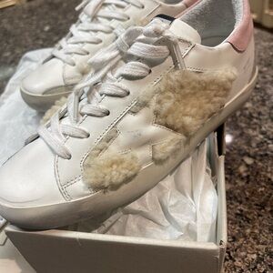 Golden Goose New w/ box & bag. White and Pink Women's Sneakers-Shearling/leather